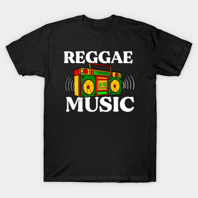 Reggae Music Boombox Jamaican Roots Music T-Shirt by dconciente